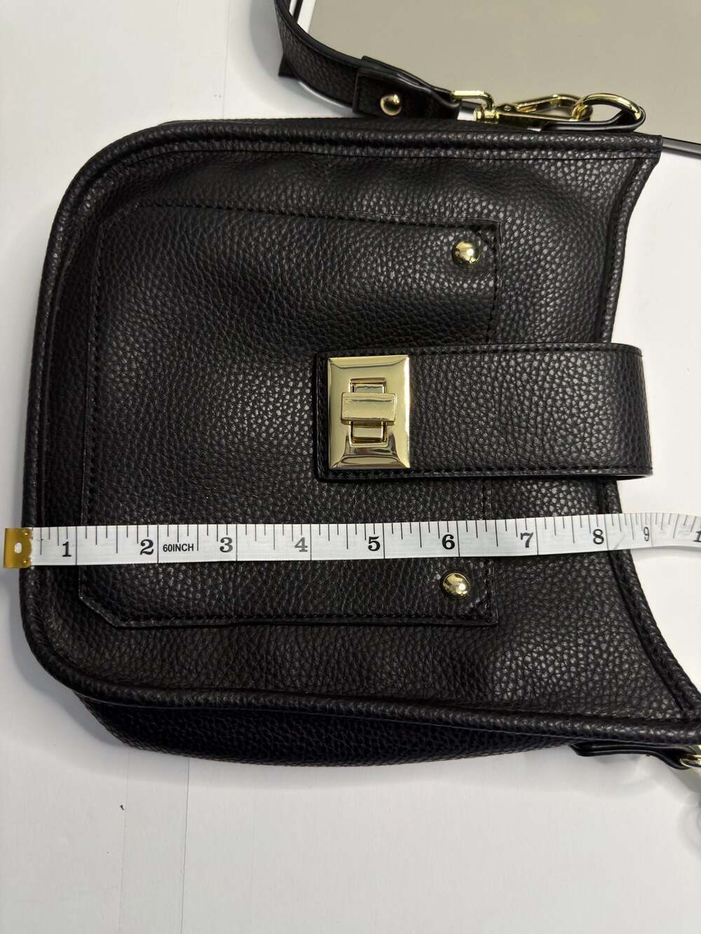 Steve Madden Black Pebble Faux Leather Turn Lock Crossbody Bag